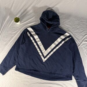 Tory Burch Hoodie Womens Small Blue Chevron Tory Sport French Terry Sweatshirt